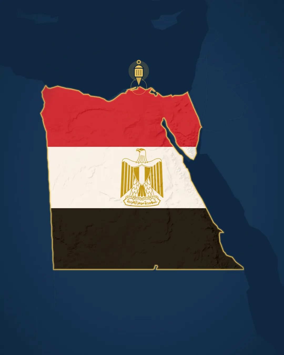 خريطة مصر وعليها موقع بلطيم